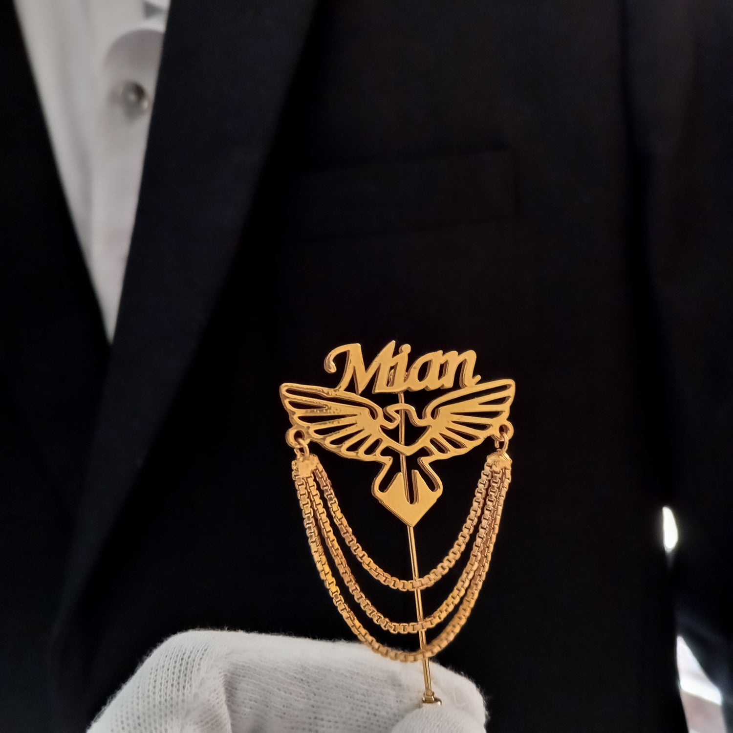 Statement Dangle Chain Brooch For Men