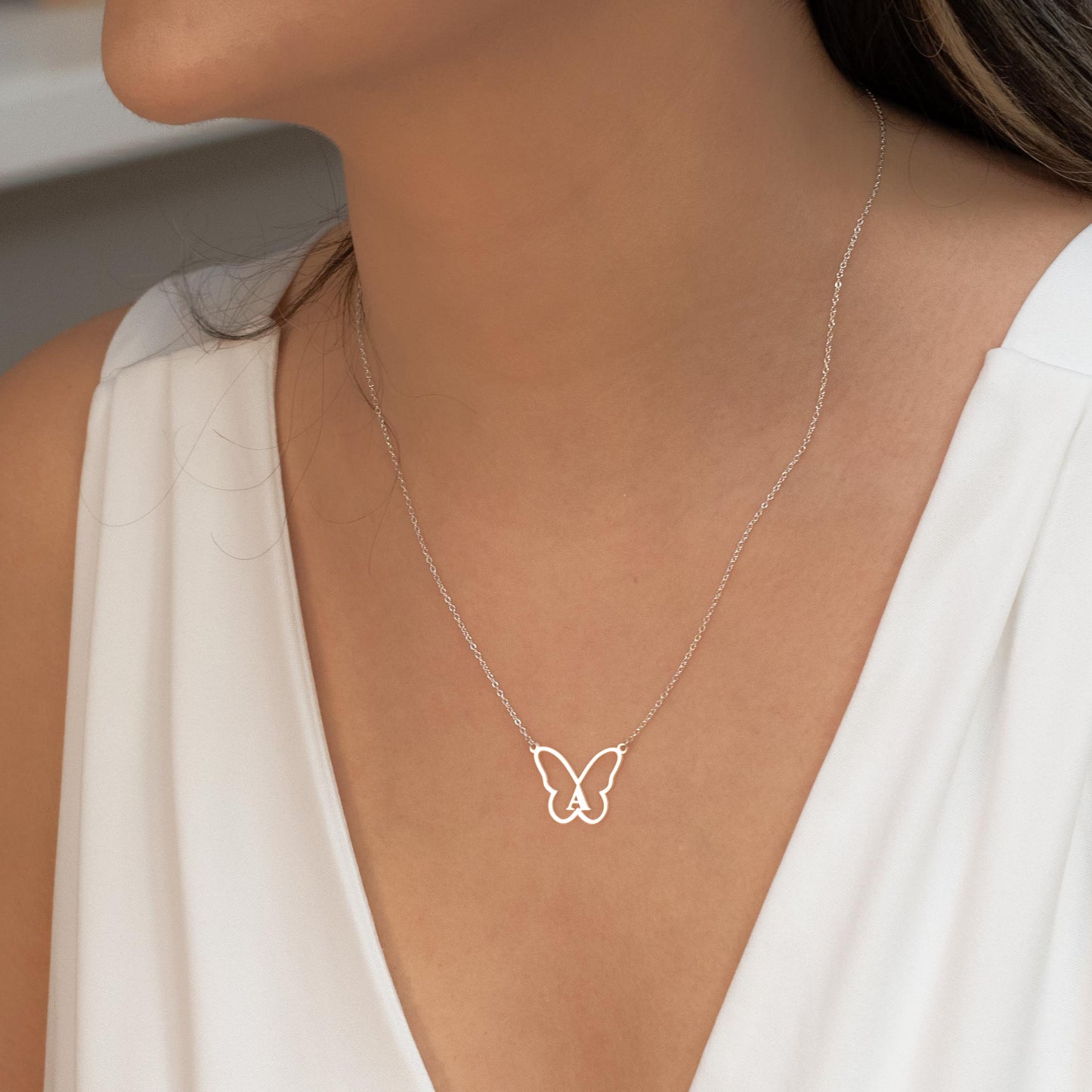 Butterfly Necklace with Initial